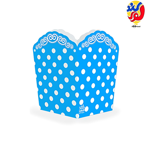 ظرف پاپ کورن تم آبی خال سفید