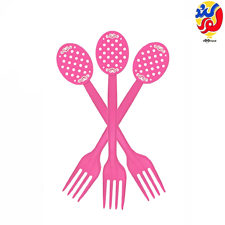 چنگال تولد تم خالدار صورتی