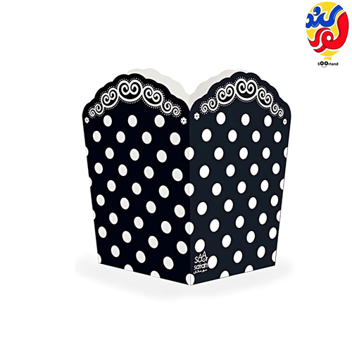 ظرف پاپ کورن تم مشکی خال سفید