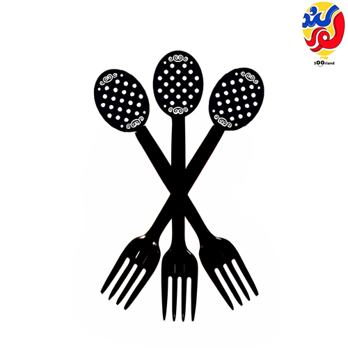 چنگال تولد تم خالدار رنگ مشکی