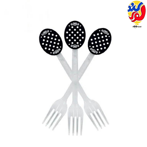 چنگال تولد تم خالدار رنگ سفید