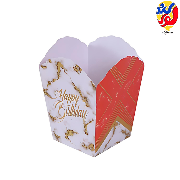 ظرف پاپ کورن تولد تم گرانیتی رنگ قرمز