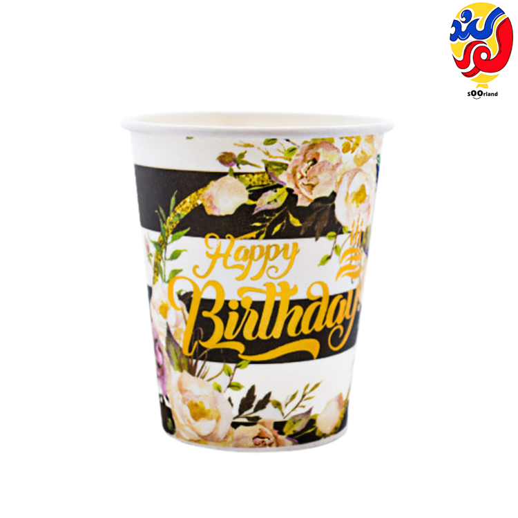 بهترین قیمت و خرید لیوان تم طلاکوب راه راه گلدار 10 عددی | فروشگاه سورلند