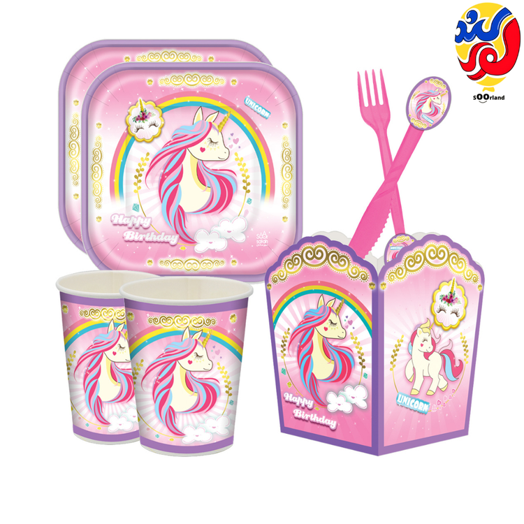 بهترین قیمت و خرید پکیج تولد تم تک شاخ (یونیکورن) 10 نفره | فروشگاه سورلند