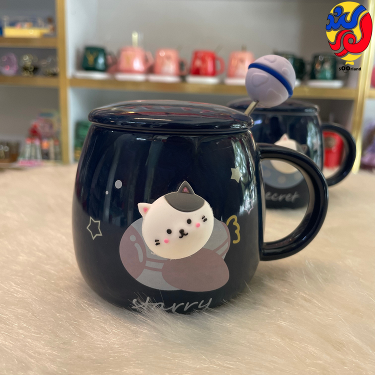 ماگ گربه برجسته سیلکونی مدل فضانورد