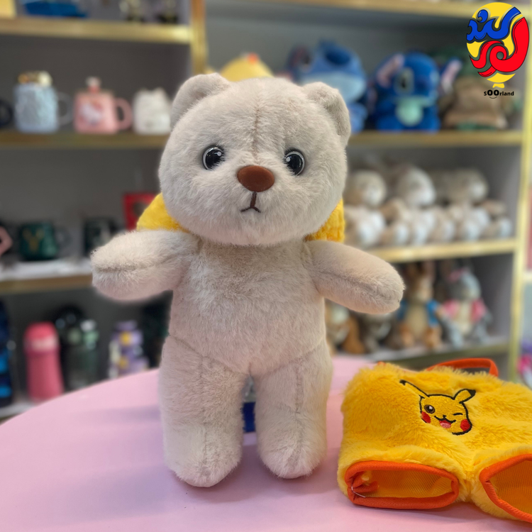 عروسک خرس لباس شخصیت پوکمون 28 سانتی متری