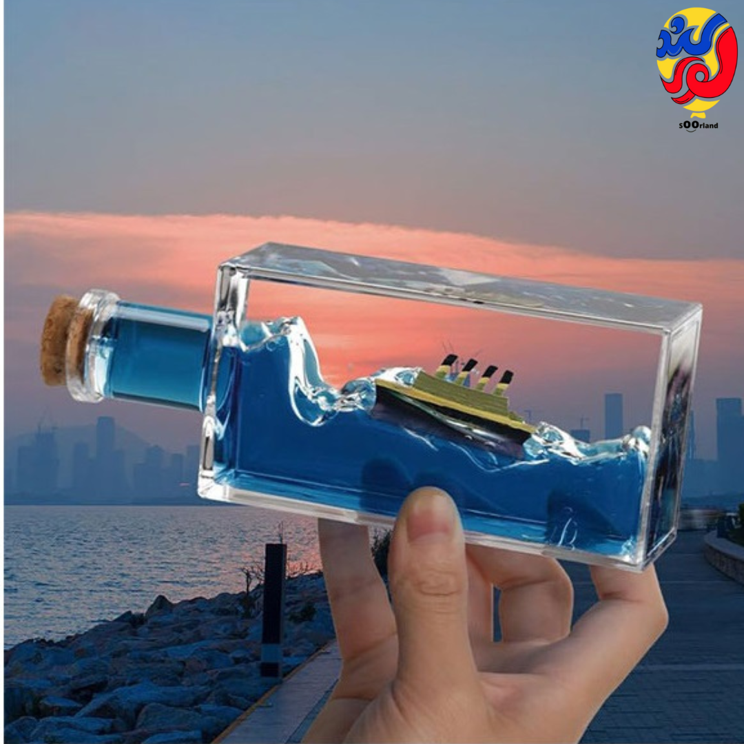 کشتی دکوراتیو طرح بطری کشتی تایتانیک و کوه یخ