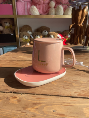 ماگ حرارتی هیتر دار طرح لاکی_Luckyصورتی