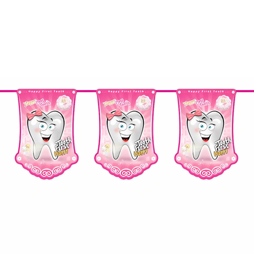 ریسه تم دندونی صورتی دخترانه (first tooth party)