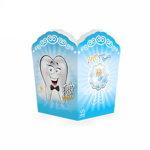 ظرف پاپ کورن تم دندونی آبی پسرانه (first tooth party)