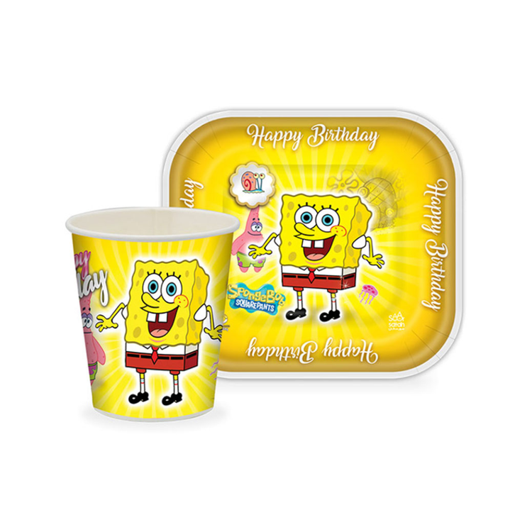 ست پیشدستی و لیوان تم باب اسفنجی