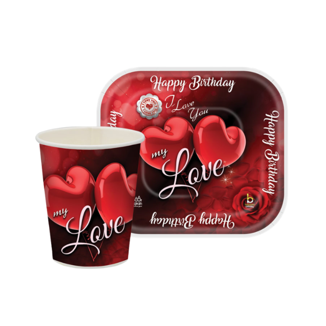 ست زیردستی لیوان تولد تم عشق (love)