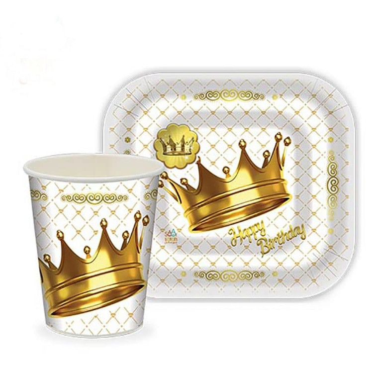 ست زیردستی تم تاج سفید طلایی