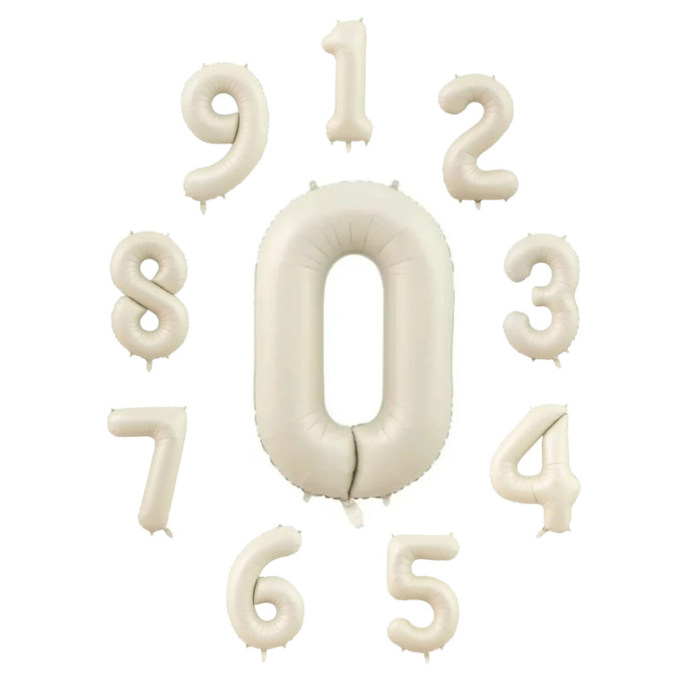 بادکنک فویلی عدد رنگ کرم