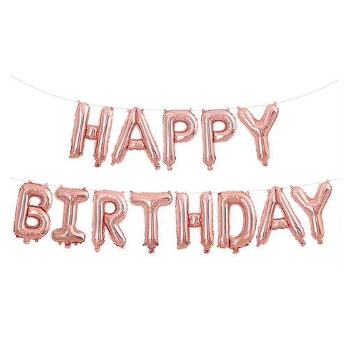ریسه بادکنک فویلی رزگلد Happy birthday