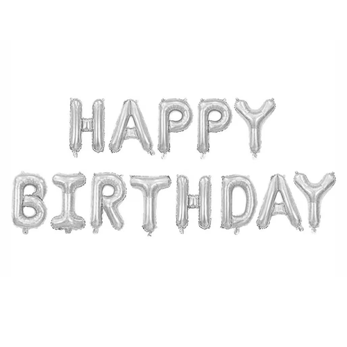ریسه بادکنک فویلی نقره ای Happy birthday