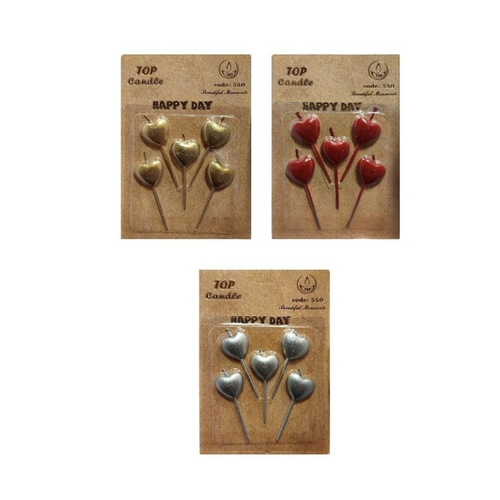 شمع قلب متالیک 5تایی