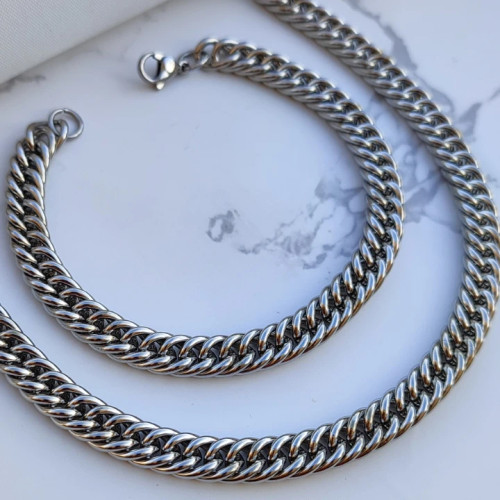 ست گردنبند و دستبند 7 میل نقره ای کارتیر